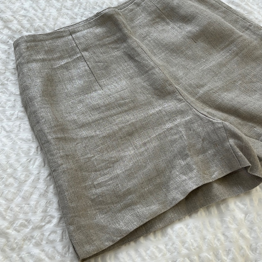 Zara Linen Blend High-Rise Shorts in Light Taupe